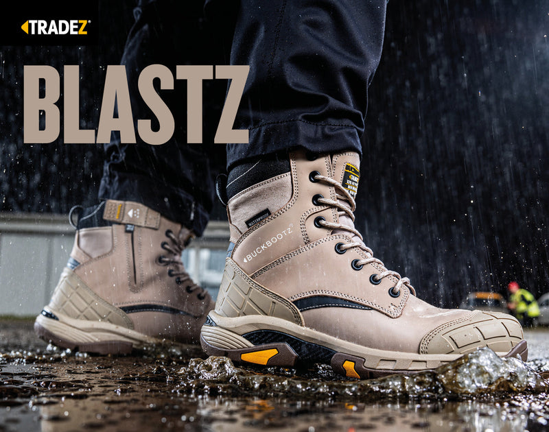 Buckbootz Blastz Tradez Waterproof High-Leg Lace/Zip Safety Boots