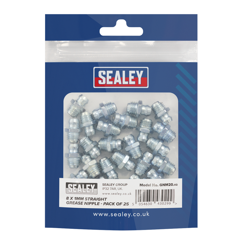 Sealey GNM20 Straight Grease Nipple 8 x 1mm - Pack of 25 - additional view 2