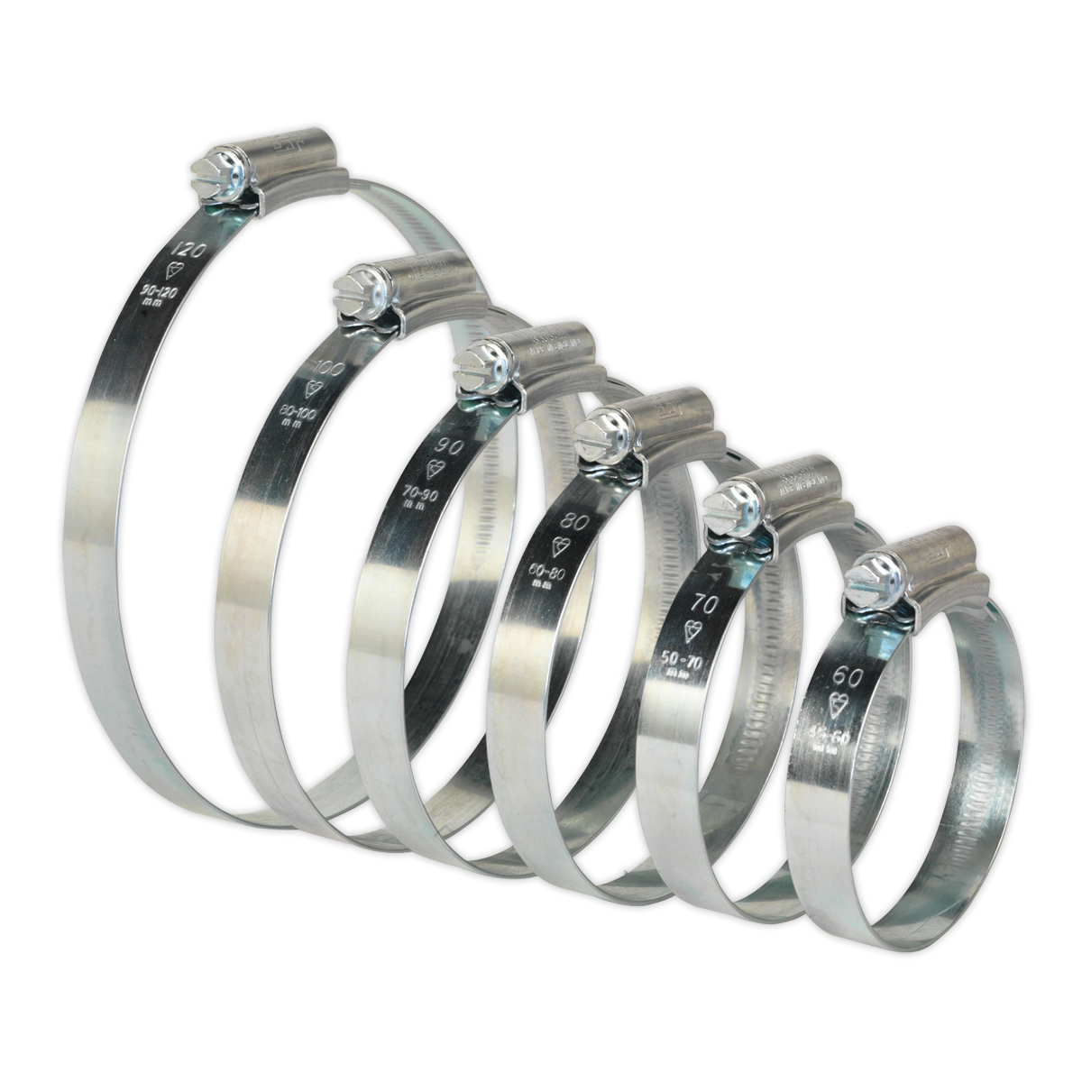 Sealey HCJ26A HI-GRIP® Zinc Plated Hose Clip Assortment 45-160mm 26pc