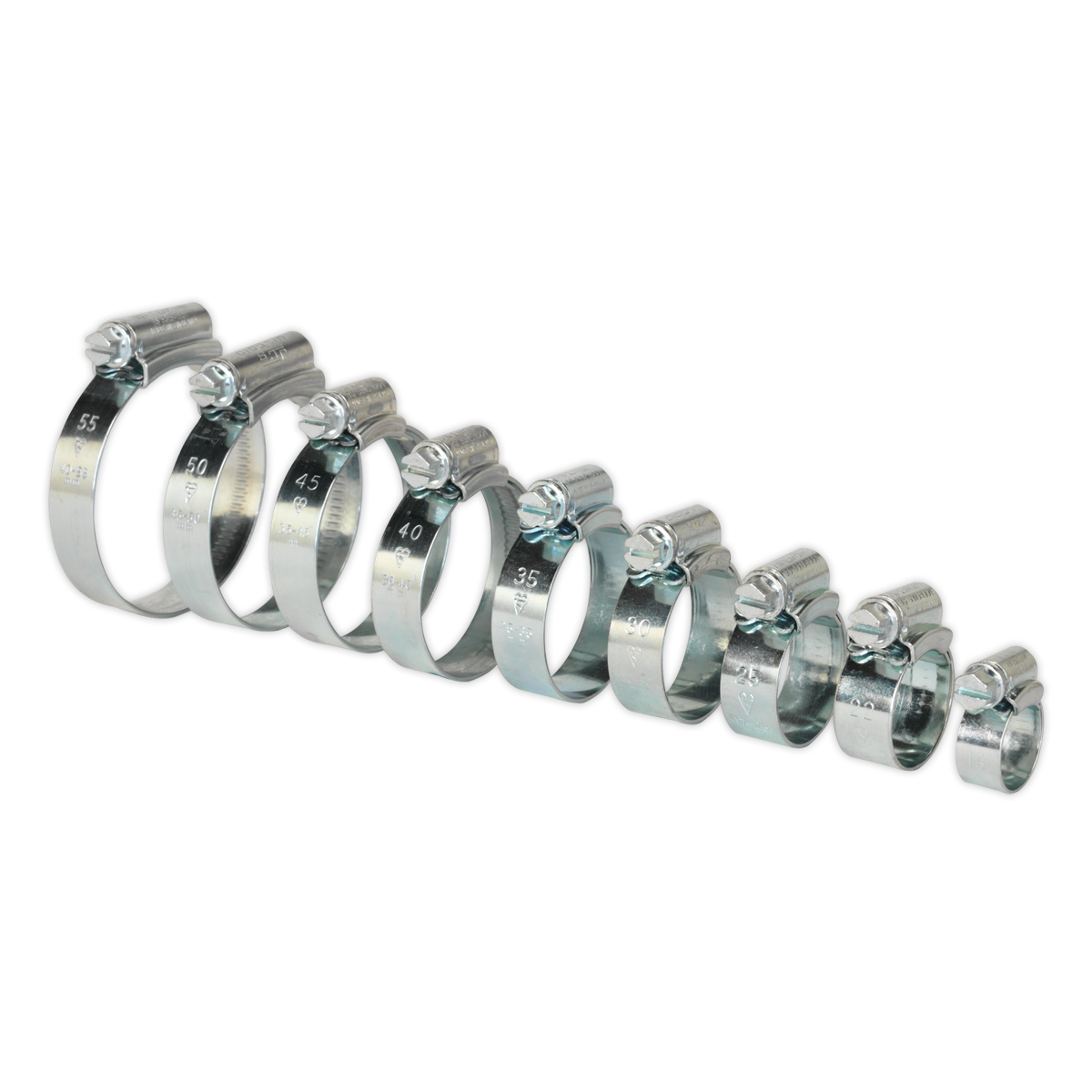 Sealey HCJ85A HI-GRIP® Zinc Plated Hose Clip Assortment 9.5-55mm 85pc