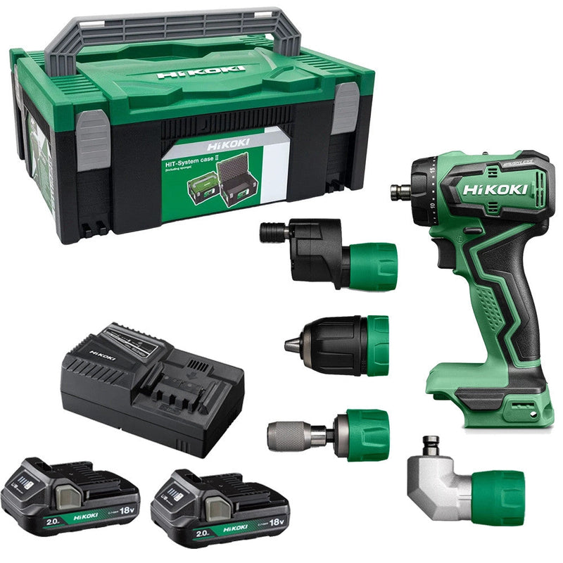 HiKOKI DS18DDQJRZ 18V Drill Driver WITH attachments 2 x 2.0Ah Li-Ion