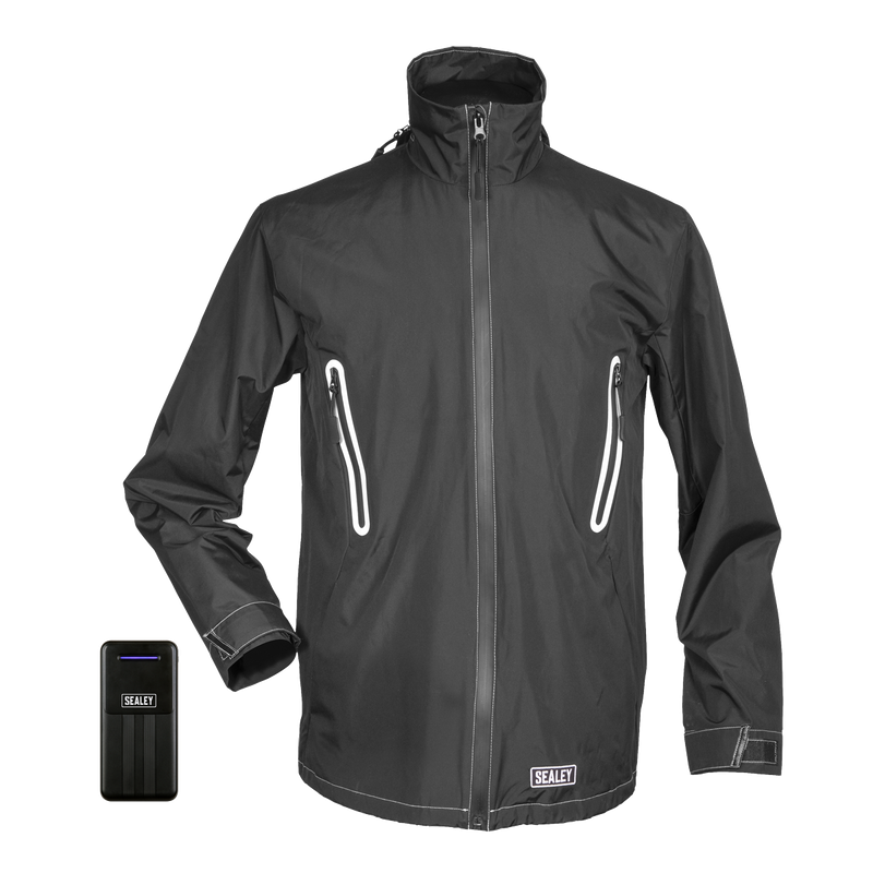 Sealey HJ06KIT 5V Heated Rain Jacket with Power Bank 20Ah - Medium