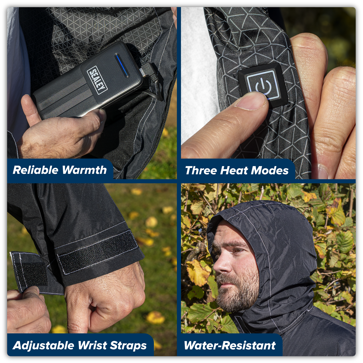 Sealey HJ08KIT 5V Heated Rain Jacket with Power Bank 20Ah - X-Large - additional view 9