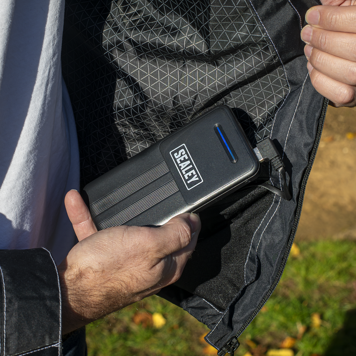 Sealey HJ08KIT 5V Heated Rain Jacket with Power Bank 20Ah - X-Large - additional view 13