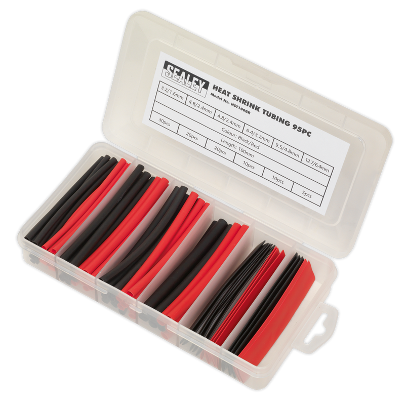 Sealey HST100BR Heat Shrink Tubing Assortment 100mm 95pc - Black & Red - additional view 3