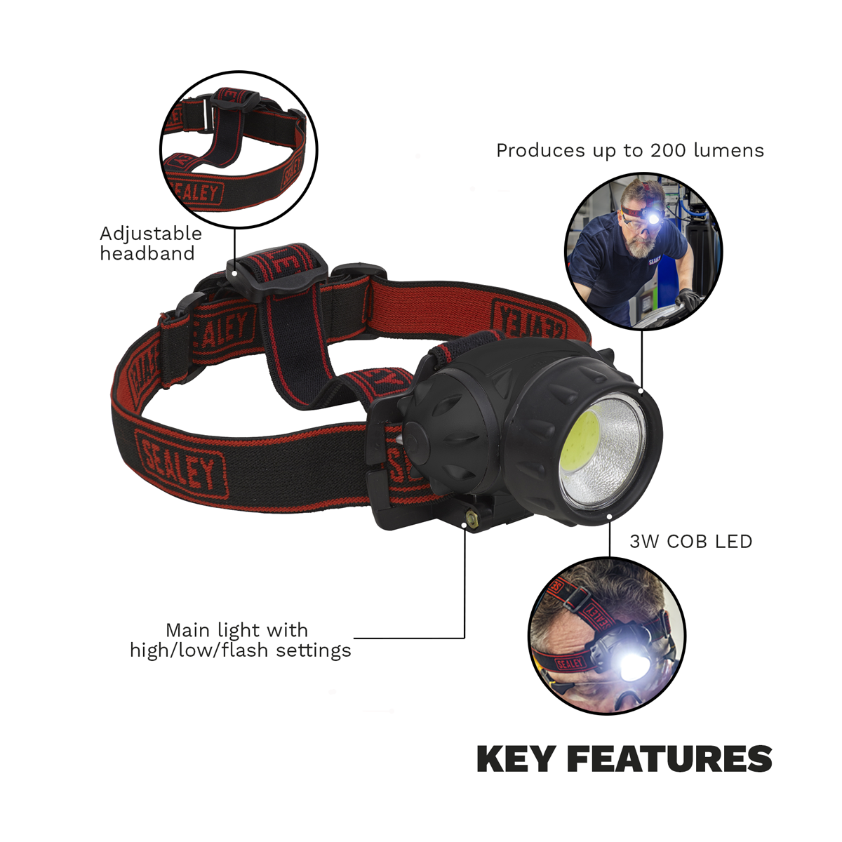 Sealey HT101 Head Torch 3W COB LED - additional view 5