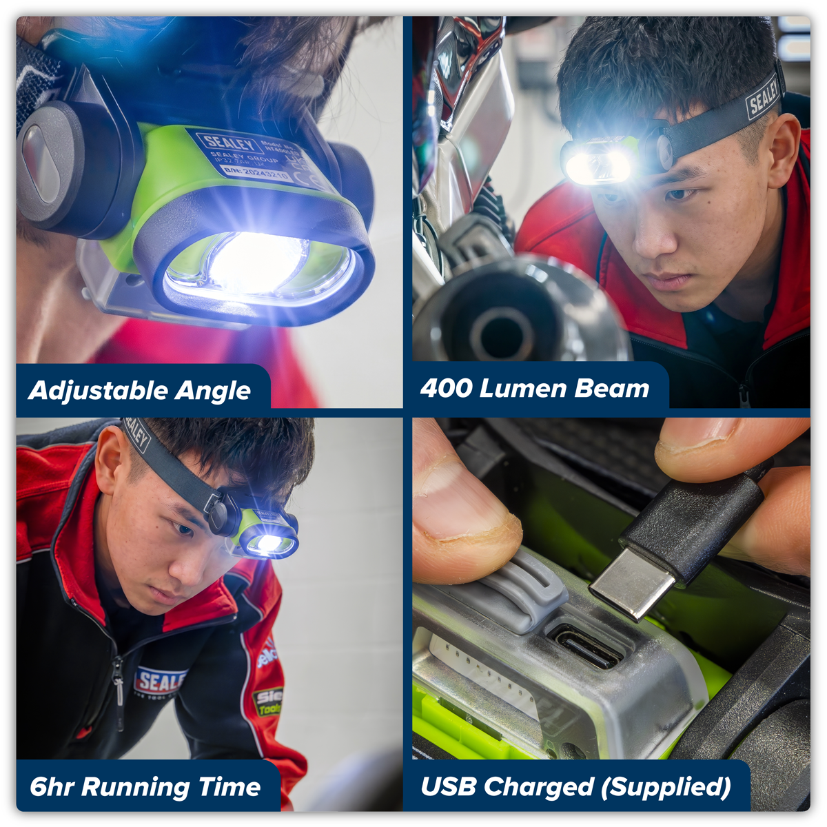 Sealey HT400LED Rechargeable Head Torch with Auto-Sensor 5W & 3W COB LED - additional view 16
