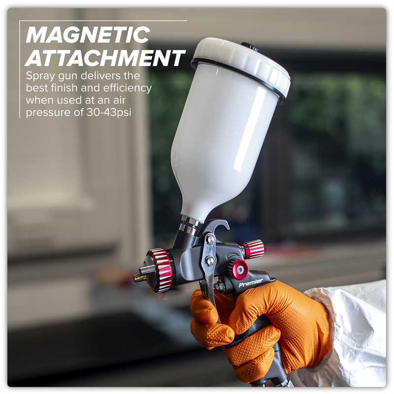 Sealey HVLP01 Premier Professional HVLP Gravity Feed Spray Gun 1.3mm Set-Up - additional view 4