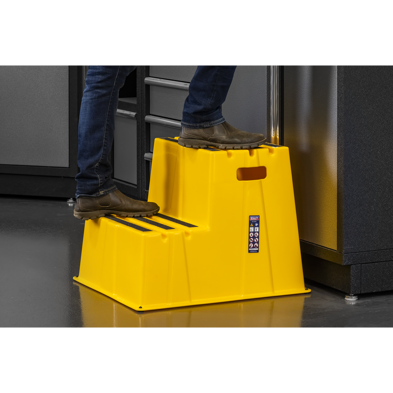 Sealey KS6 Heavy-Duty 2-Step Safety Steps with Anti-Slip Treads 150kg Capacity, Yellow - EN 14183 - additional view 11