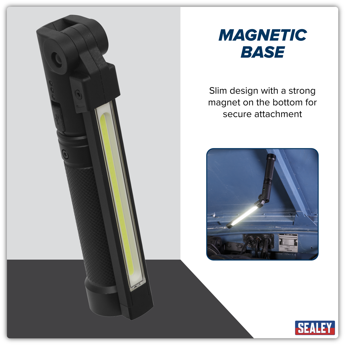 Sealey LED02G Rechargeable Aluminium Folding Pocket Light 2 COB & 1 SMD LED - additional view 13