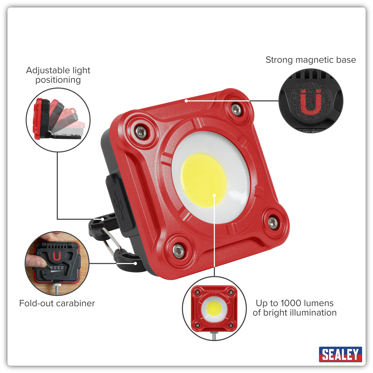 Sealey LED1000 Rechargeable Pocket Floodlight 10W COB LED - additional view 9