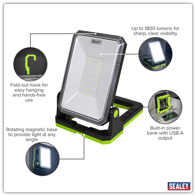 Sealey LED1800PB Rechargeable Portable Floodlight & Power Bank 20W SMD LED - additional view 8