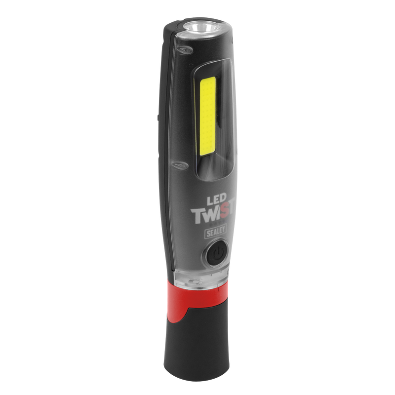 Sealey LED3001 Rechargeable LED Twist® Inspection Light 20W COB & 3W SMD, 3000lm, Magnetic Base & Power Bank