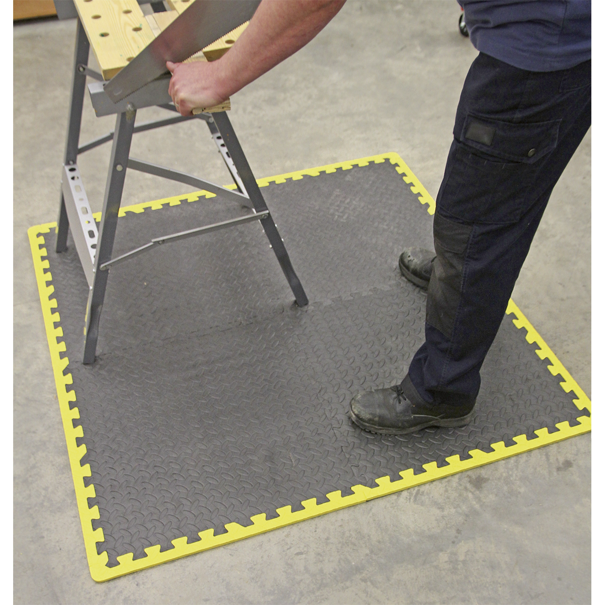 Sealey MIC1218Y3 Interlocking EVA Foam Workshop Mat Set with Hi-Vis Edges 1240 x 1825mm - additional view 12