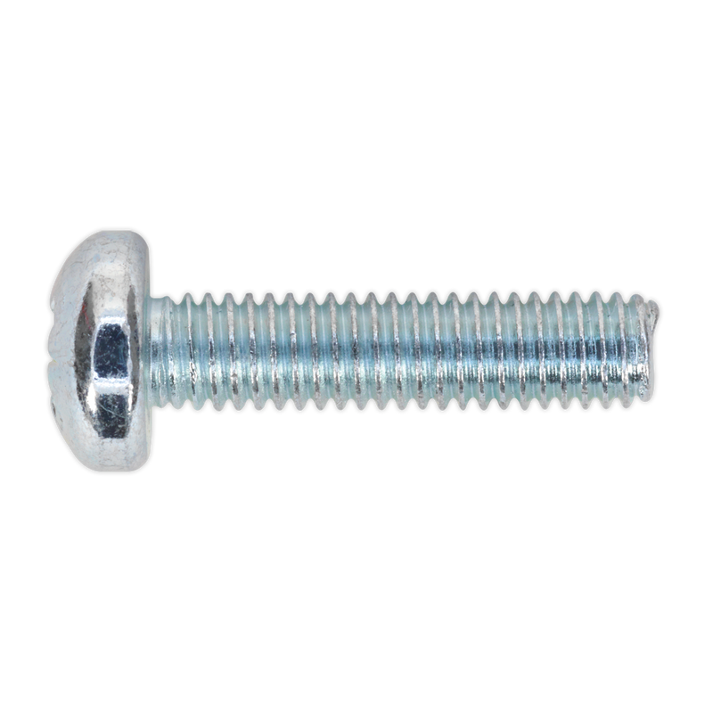 Sealey MSP625 Zinc Plated Pan Head Pozi Machine Screw M6 x 25mm, DIN 7985Z - Pack of 50
