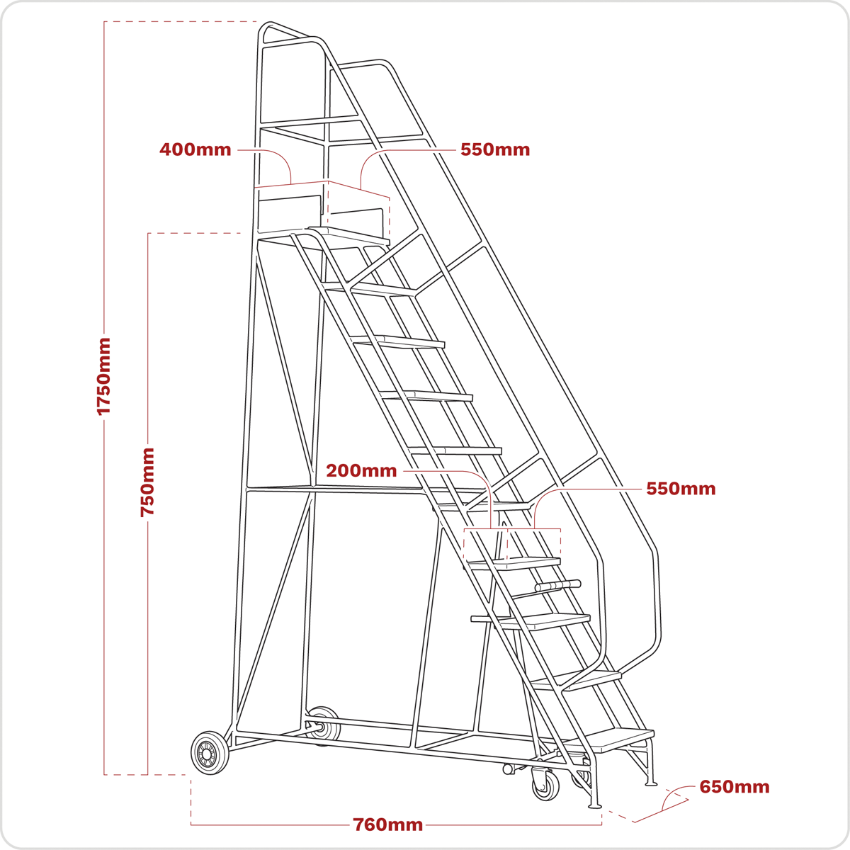 Sealey MSS03 Mobile Safety Steps 3-Tread - additional view 3
