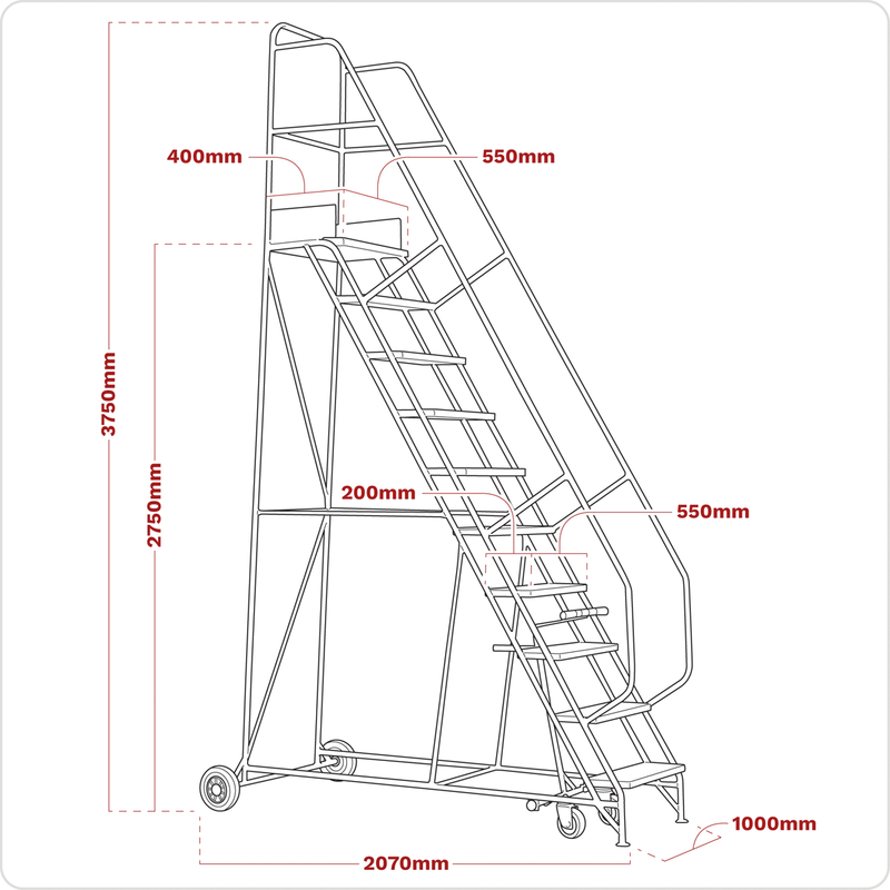 Sealey MSS11 Mobile Safety Steps 11-Tread - additional view 3