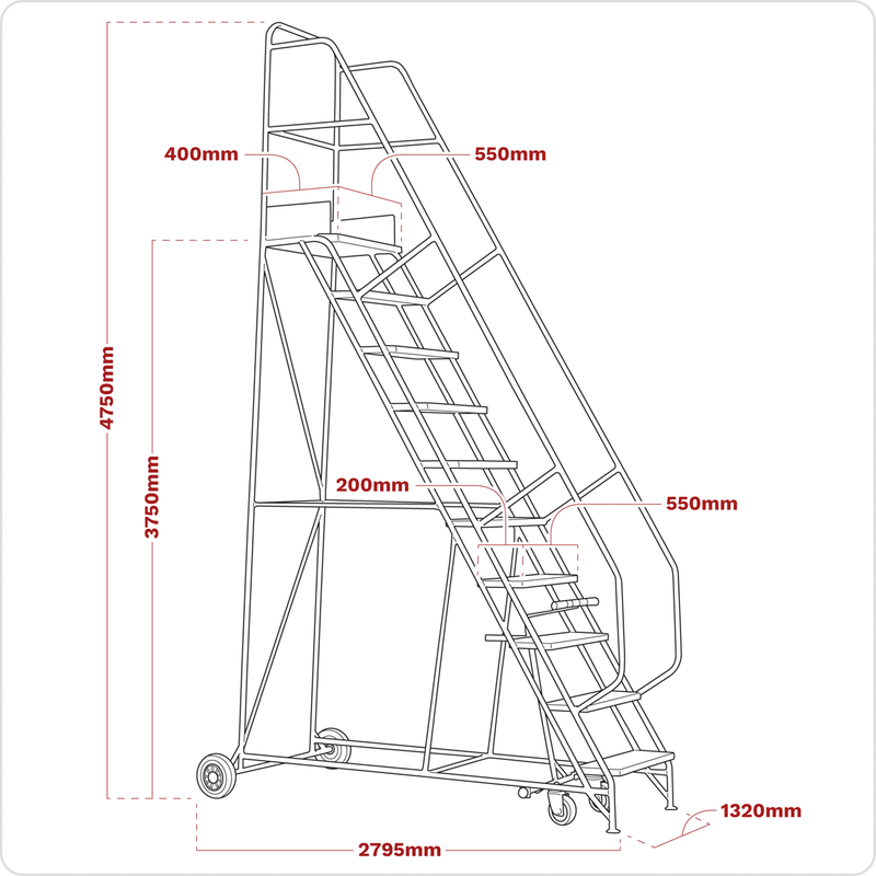 Sealey MSS15 Mobile Safety Steps 15-Tread - additional view 3
