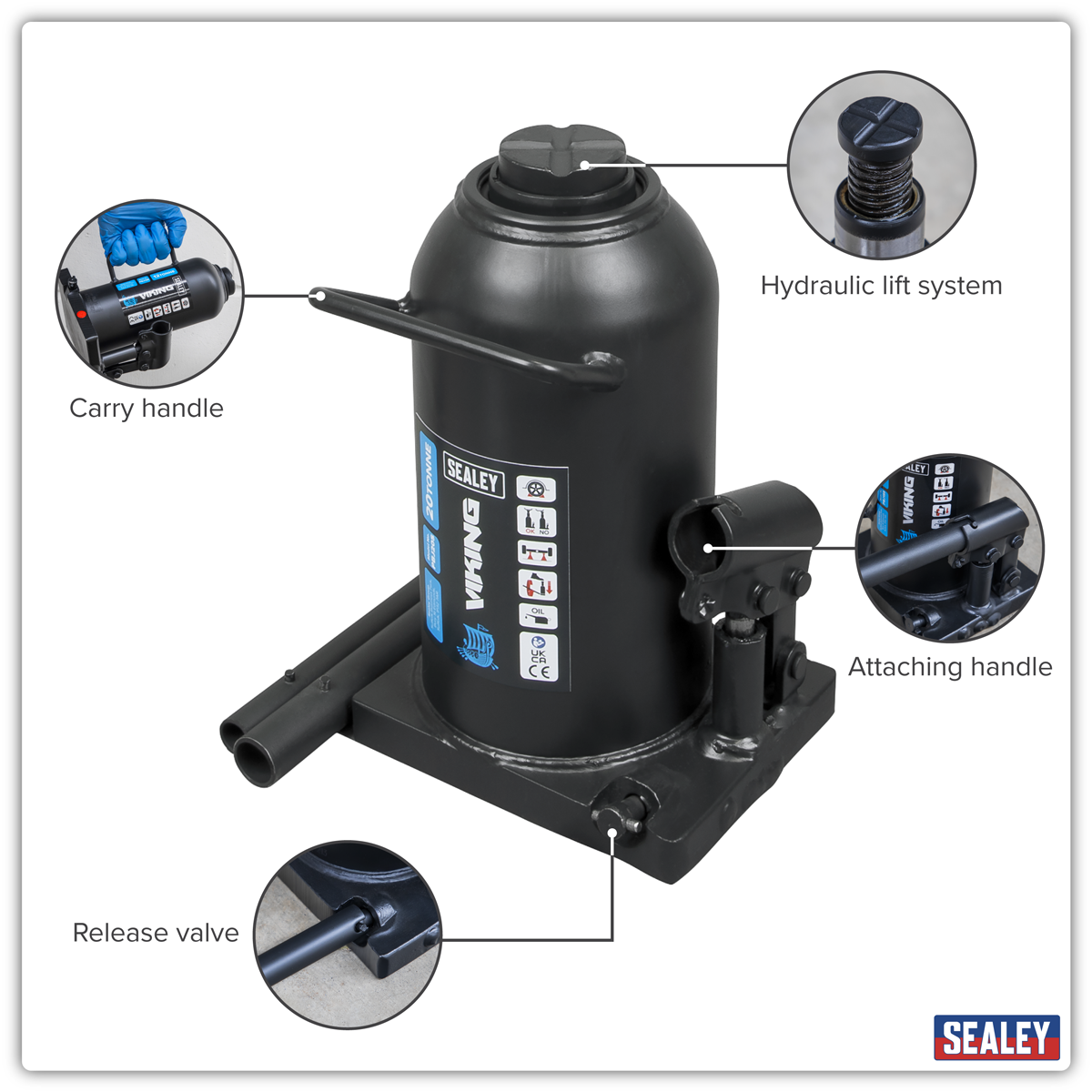 Sealey PBJ20S Viking Bottle Jack 20 Tonne - additional view 6