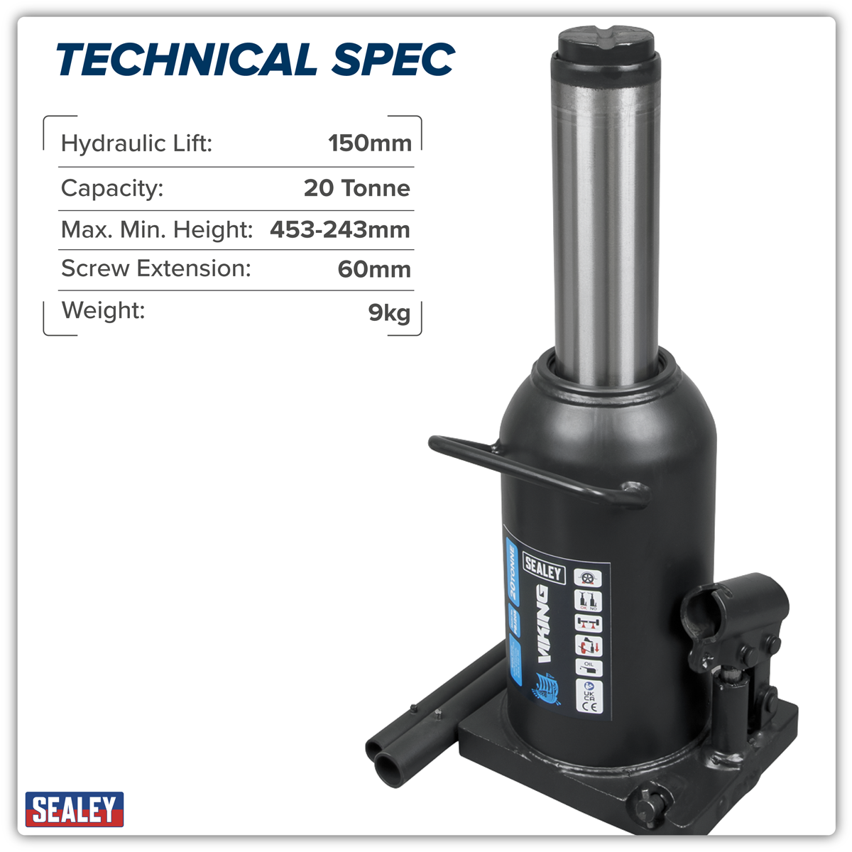 Sealey PBJ20S Viking Bottle Jack 20 Tonne - additional view 4