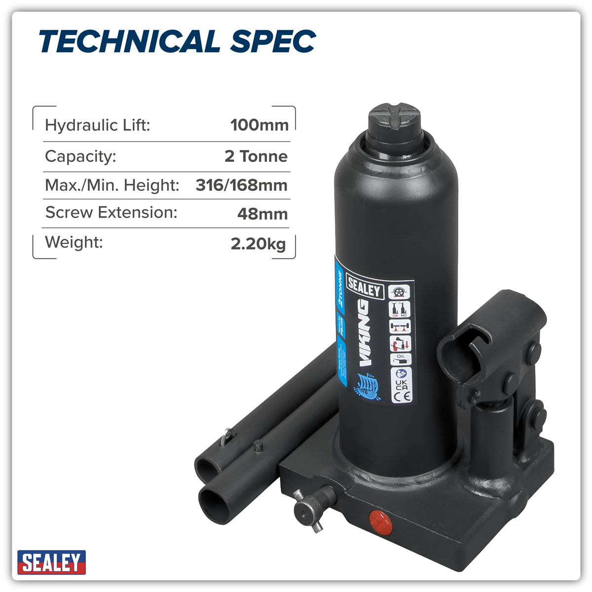 Sealey PBJ2S Viking Bottle Jack 2 Tonne - additional view 11