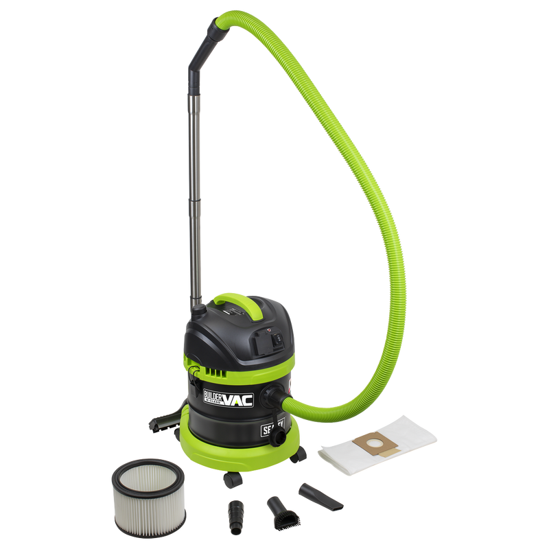 Sealey PC150BV BuilderVac® 15L M Class Vacuum Cleaner Wet & Dry with Stainless Steel Drum 1400W/230V