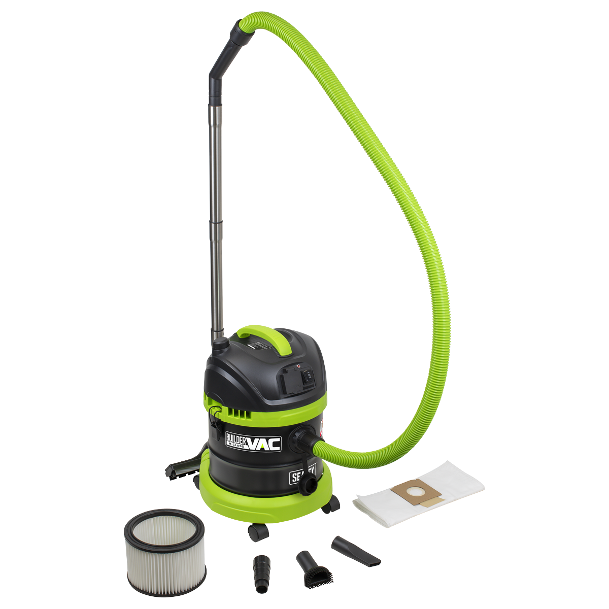 Sealey PC150BV BuilderVac® 15L M Class Vacuum Cleaner Wet & Dry with Stainless Steel Drum 1400W/230V