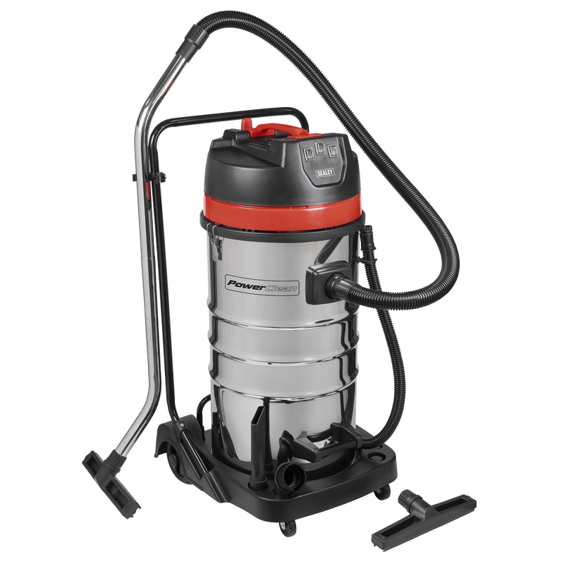 Sealey PC4100 100L Vacuum Cleaner Wet & Dry with Stainless Steel Drum 3000W/230V