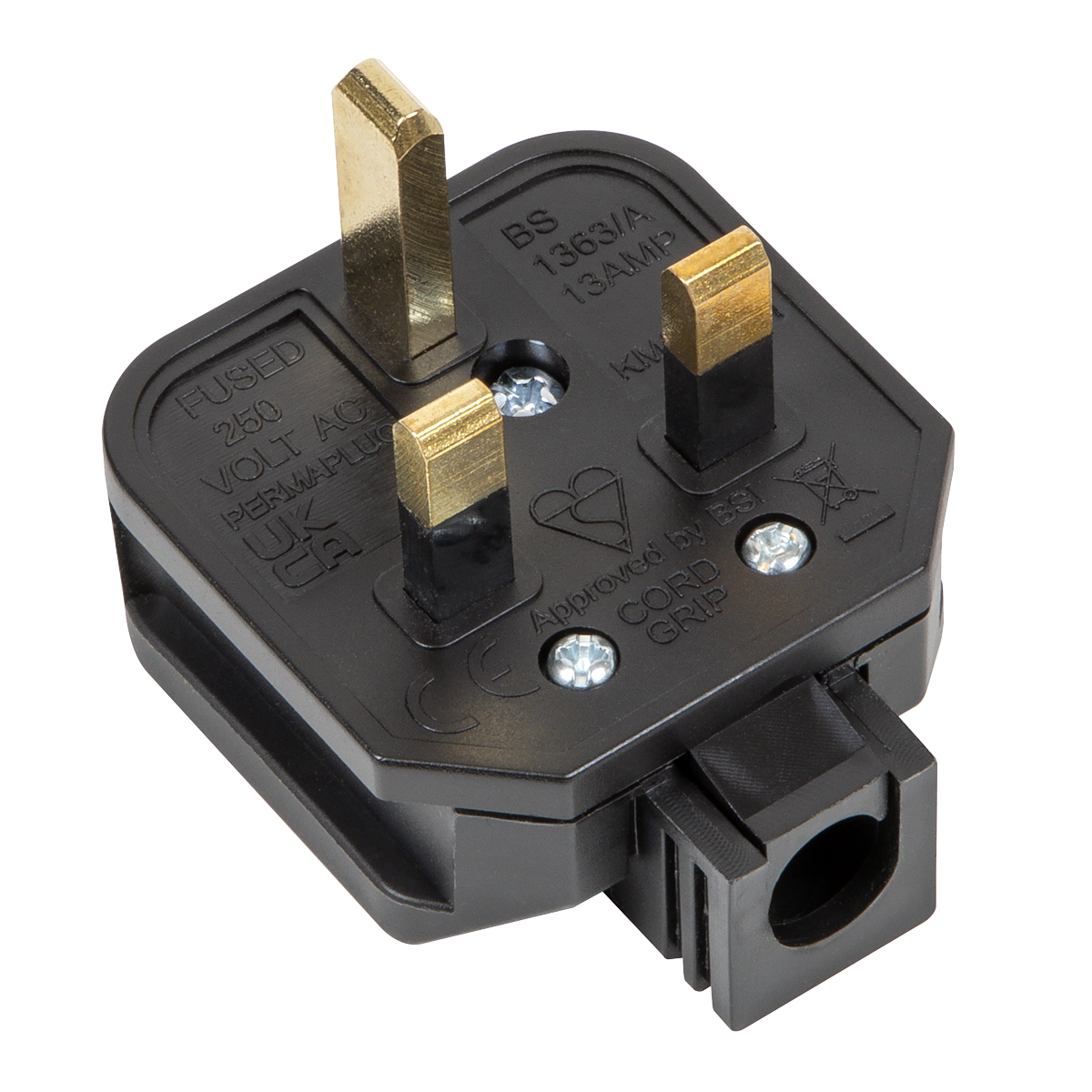 Sealey PL/13/3S 13A Heavy-Duty Rewirable Plug - Black