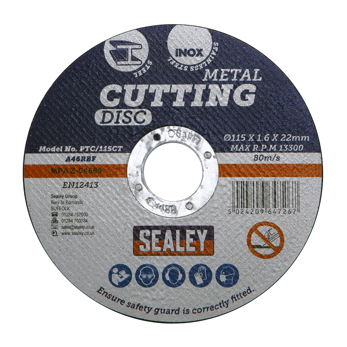 Sealey PTC/115CT 115 x 1.6mm Cutting Disc 22mm Bore - additional view 3