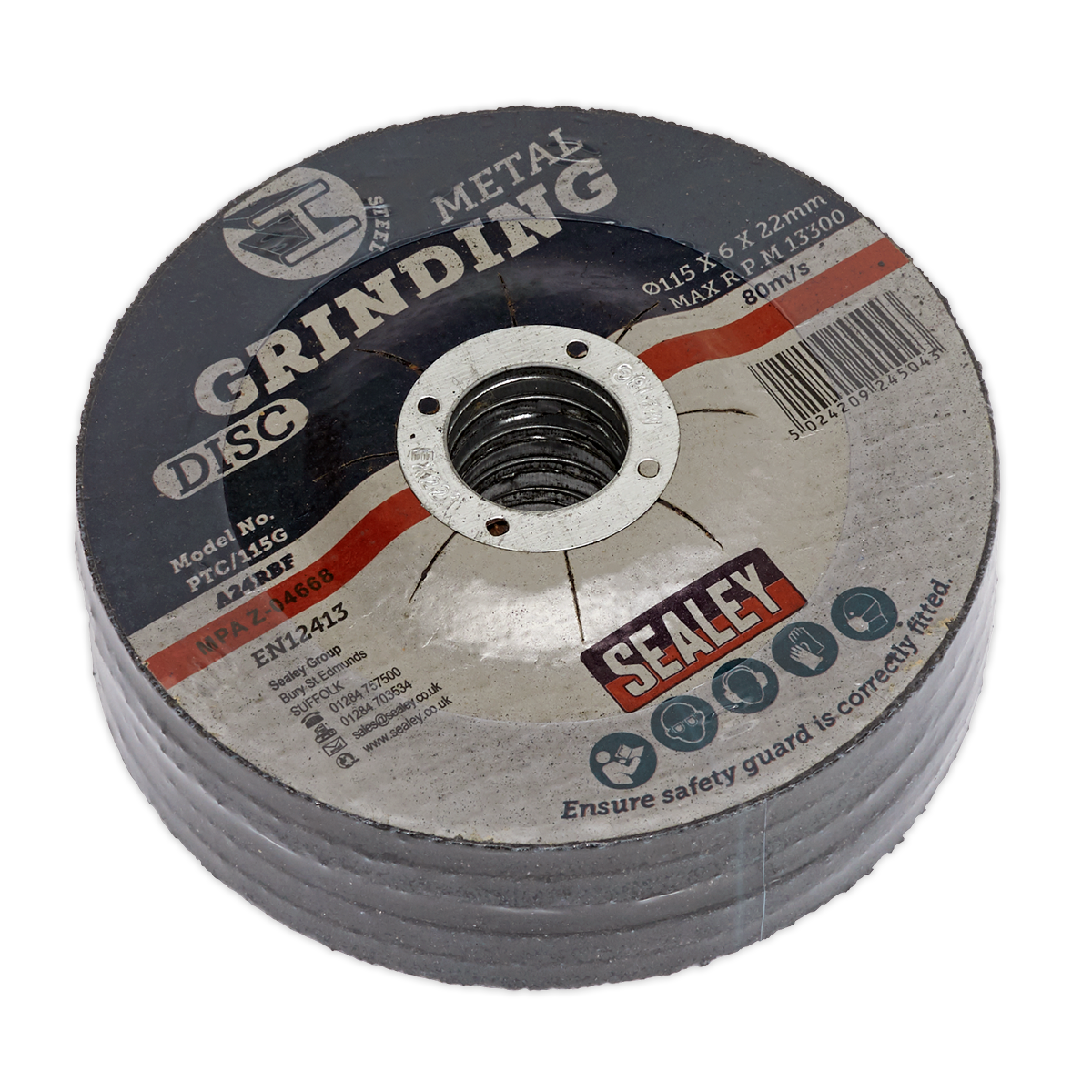 Sealey PTC/115G5 115 x 6mm Grinding Disc 22mm Bore - Pack of 5 - additional view 2