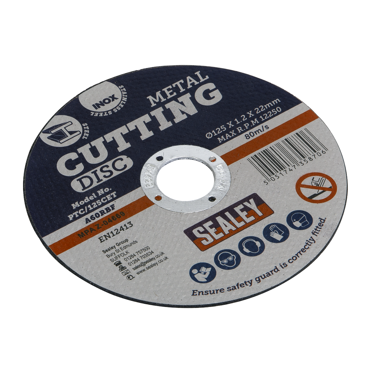 Sealey PTC/125CET 125 x 1.2mm Cutting Disc 22mm Bore