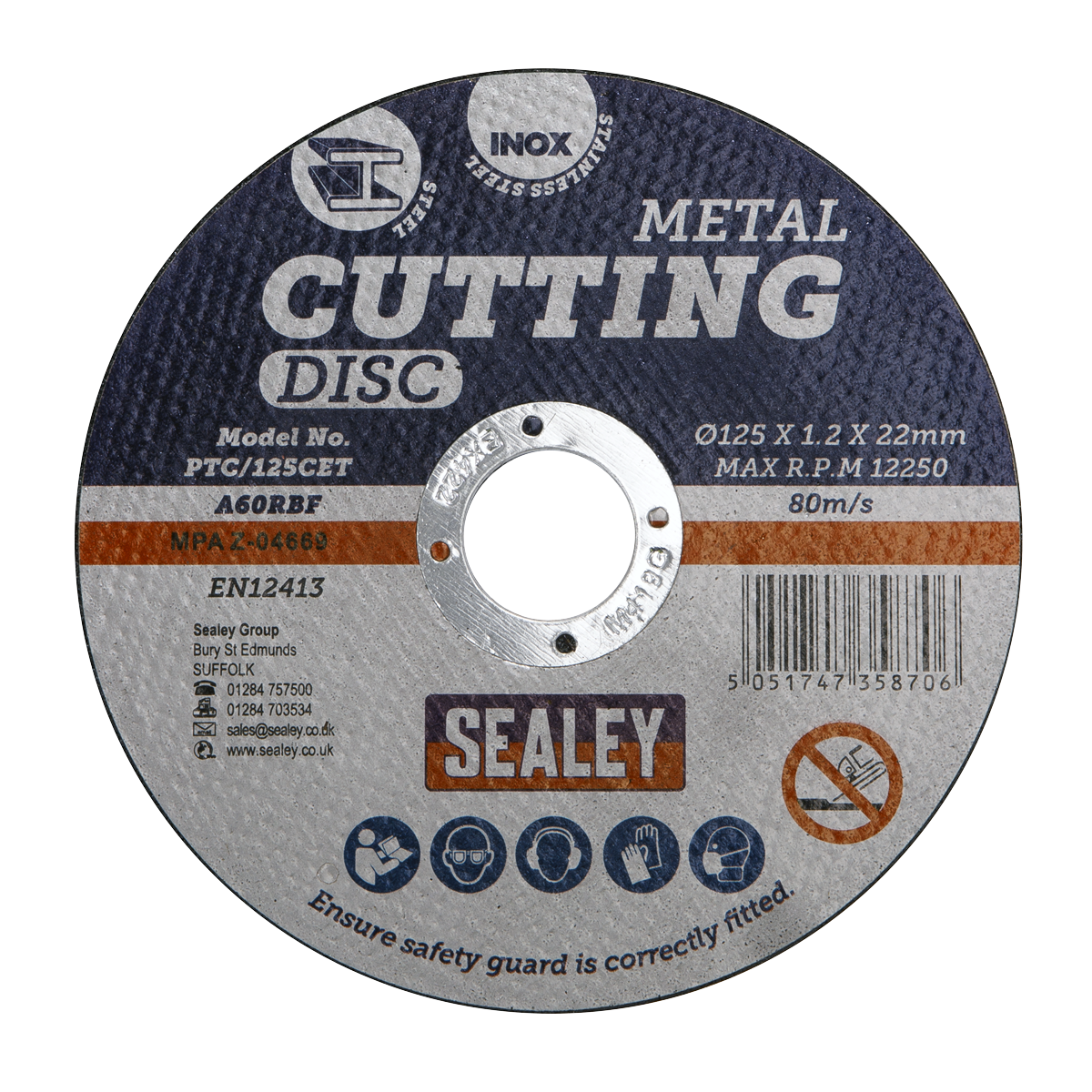 Sealey PTC/125CET 125 x 1.2mm Cutting Disc 22mm Bore - additional view 2