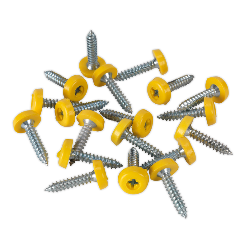 Sealey PTNP6 Numberplate Screw with Plastic Enclosed Head 4.8 x 24mm, Yellow - Pack of 50