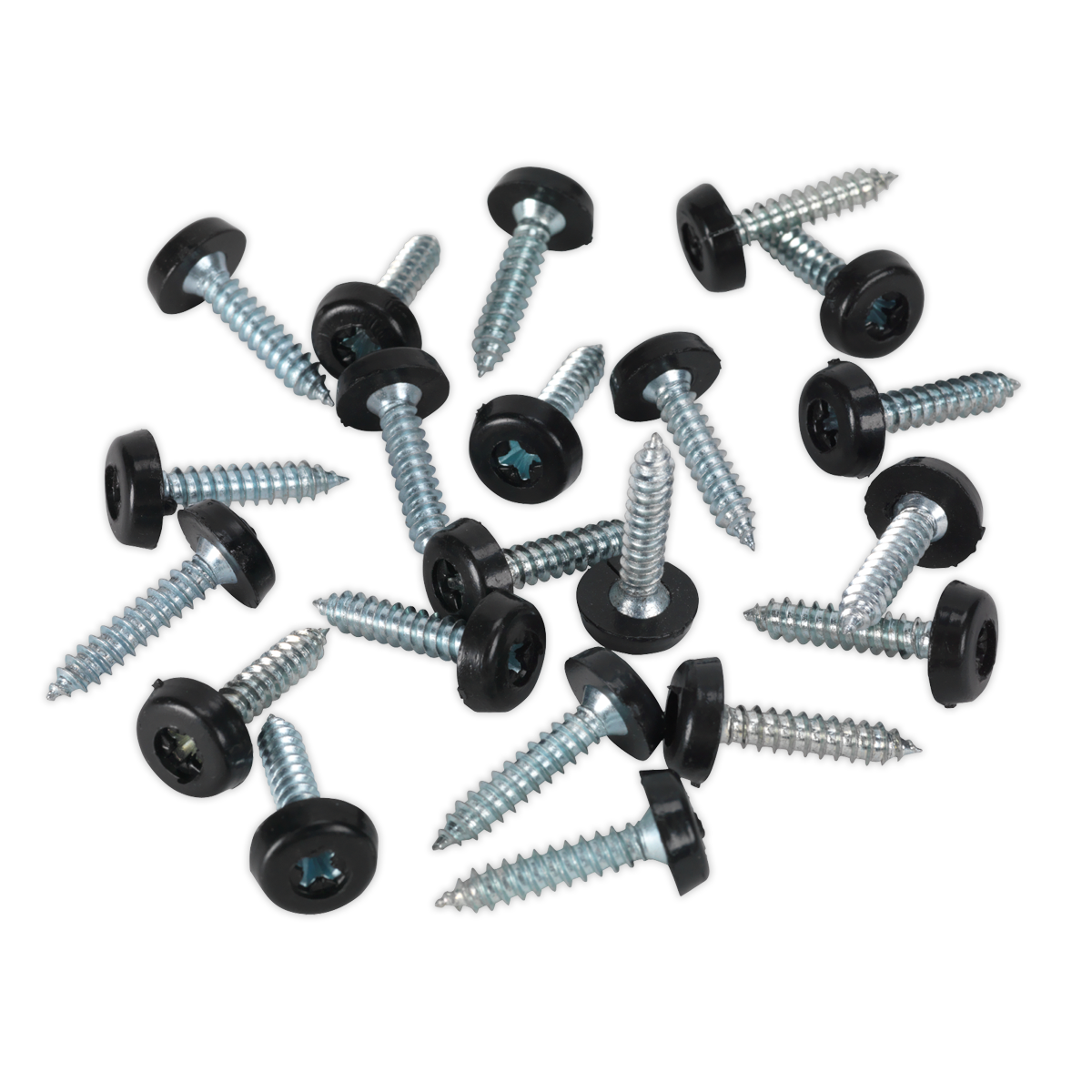 Sealey PTNP7 Numberplate Screw with Plastic Enclosed Head 4.8 x 24mm, Black - Pack of 50