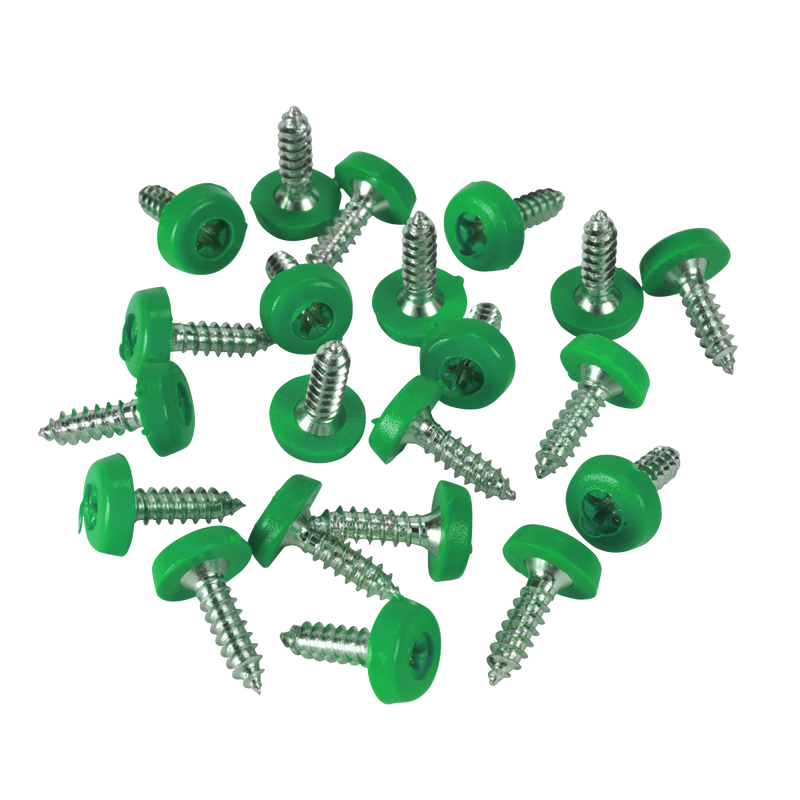 Sealey PTNPG Numberplate Screws 4.8 x 18mm, Green - Pack of 50