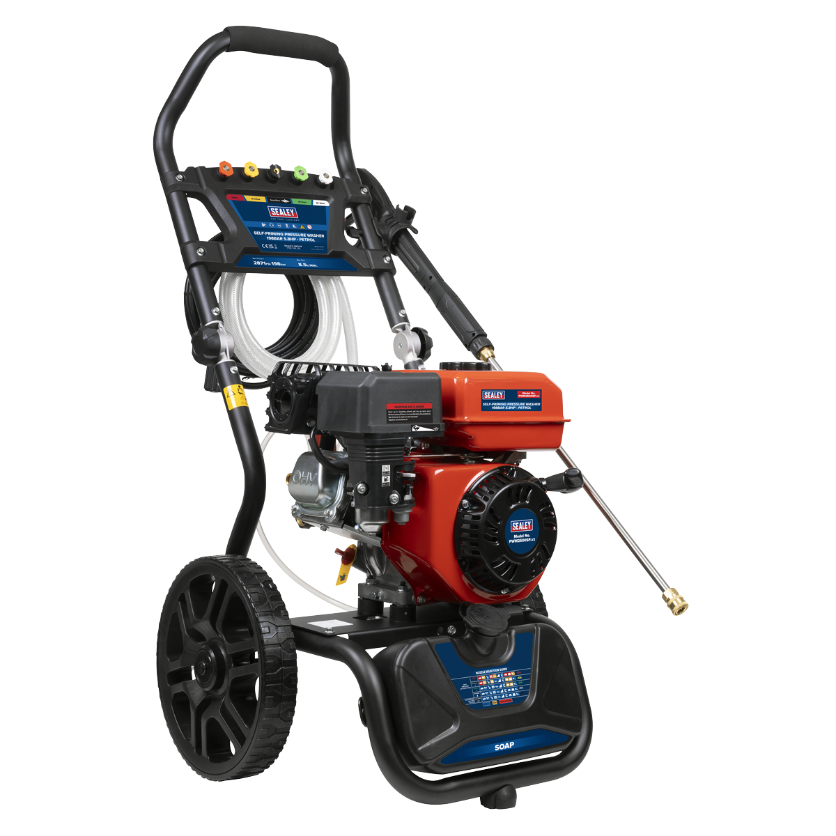 Sealey PWM2500SP Pressure Washer 198bar 513L/hr Self-Priming 5.8hp Petrol