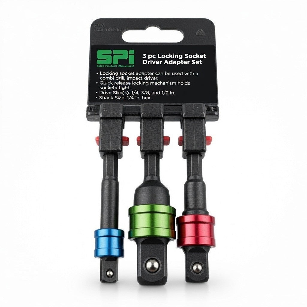 SPI 3-Piece Quick-Release Socket to Hex Adapter Set – 1/4", 3/8" & 1/2" to 1/4" Hex - SEL9258