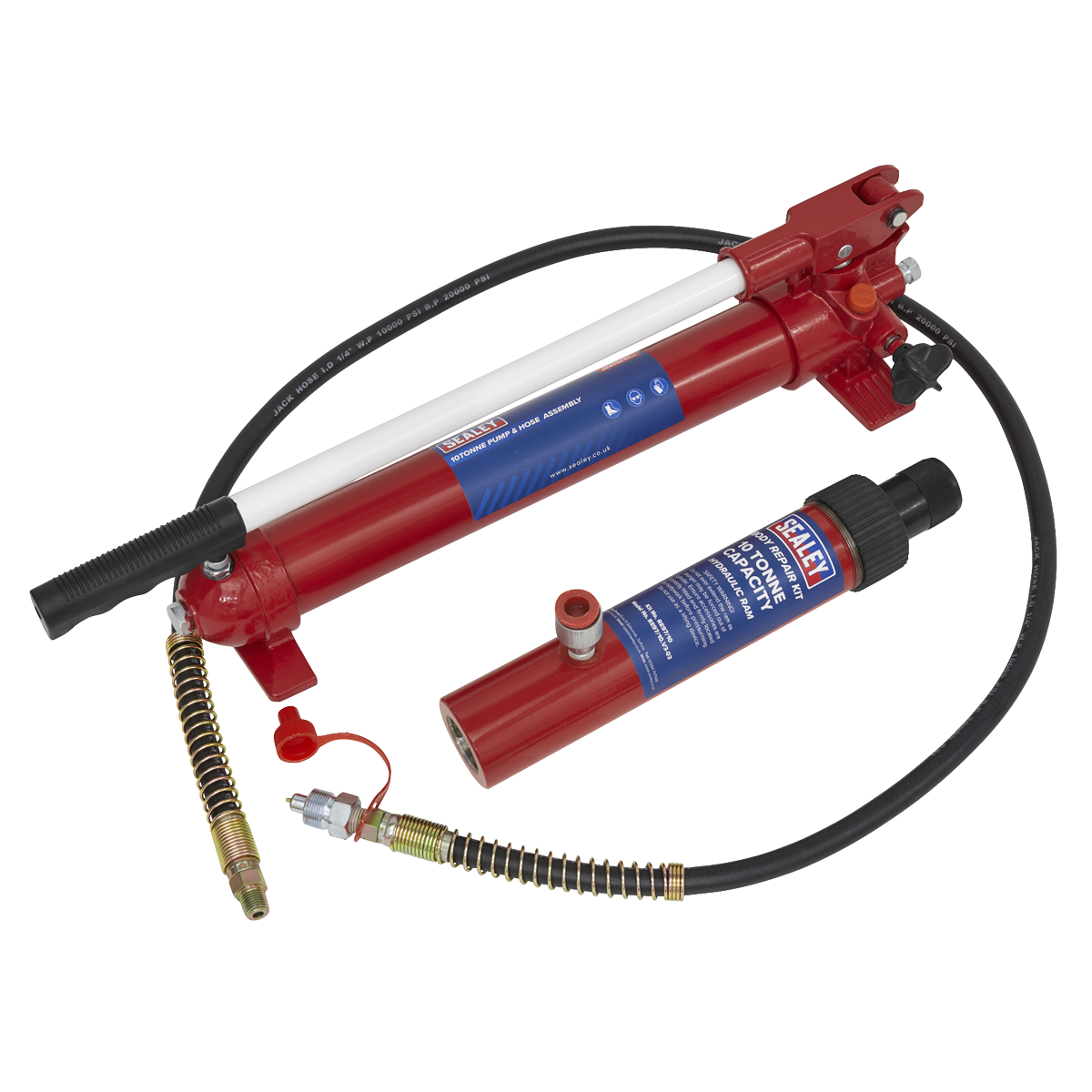 Sealey RE97.10-COMBO Snap Push Ram with Pump & Hose Assembly 10 Tonne