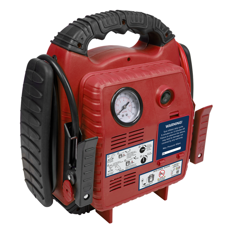 Sealey RS132 RoadStart® 12V Emergency Jump Starter with Air Compressor 900 Peak Amps - additional view 3
