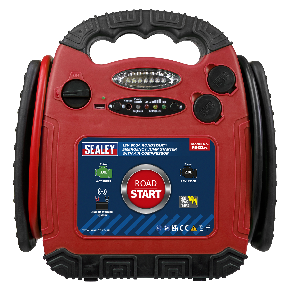Sealey RS132 RoadStart® 12V Emergency Jump Starter with Air Compressor 900 Peak Amps - additional view 6