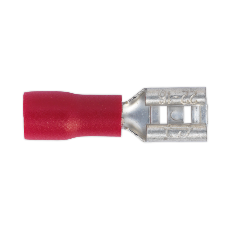 Sealey RT20 Push-On Female Terminal 4.8mm, Red - Pack of 100