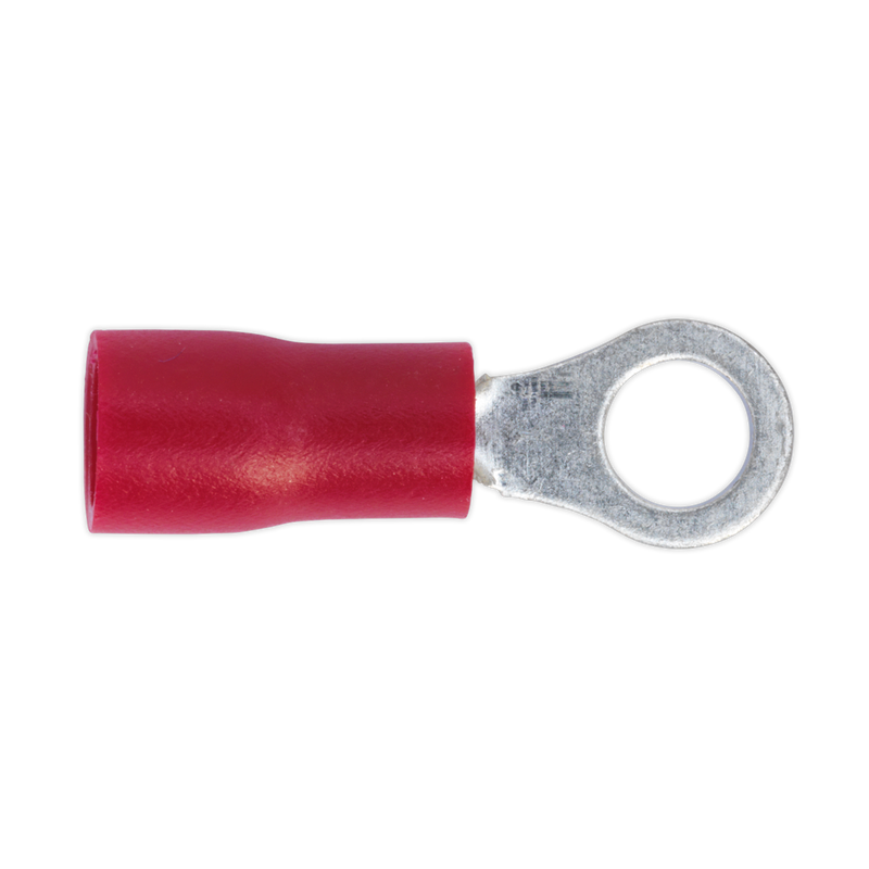 Sealey RT24 Easy-Entry Ring Terminal 4.3mm (4BA), Red - Pack of 100