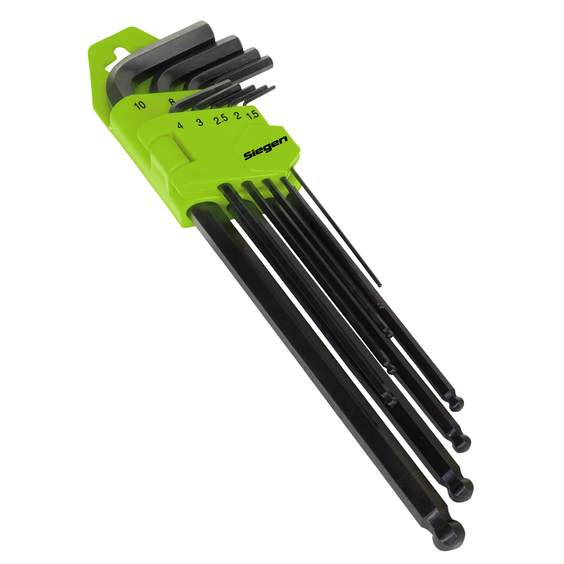 Sealey S01094 Siegen Extra-Long Ball-End Hex Key Set 9pc