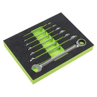 Sealey S01142 Siegen Combination Ratchet Spanner Set with Tool Tray 7pc