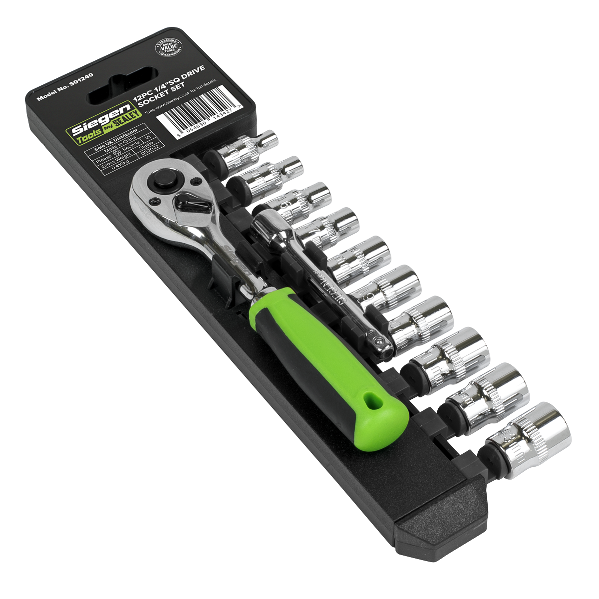 Sealey S01240 Siegen Socket Set 1/4"Sq Drive 12pc