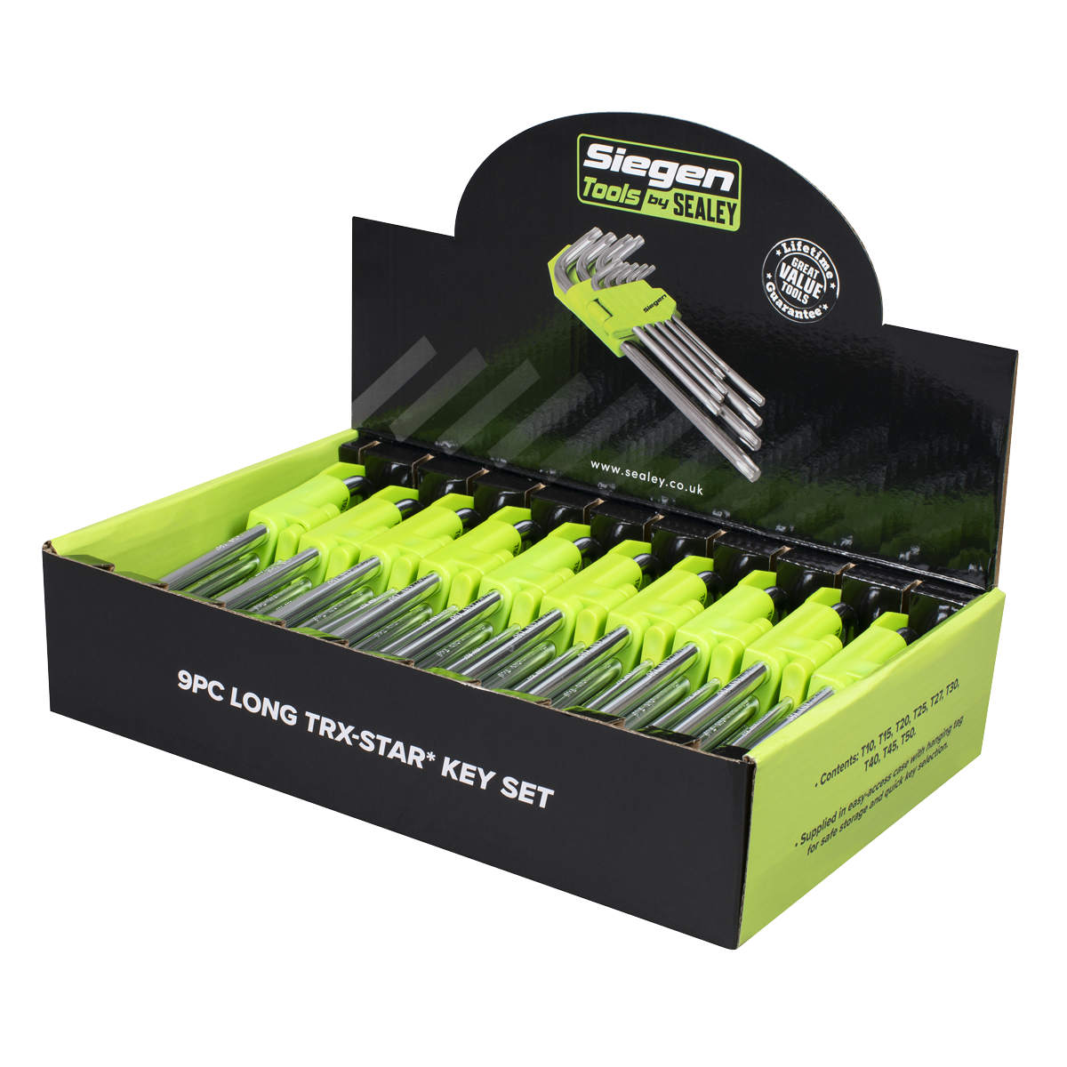 Sealey S01264 Siegen Long TRX-Star* Key Set 9pc - Display Box of 10 - additional view 2