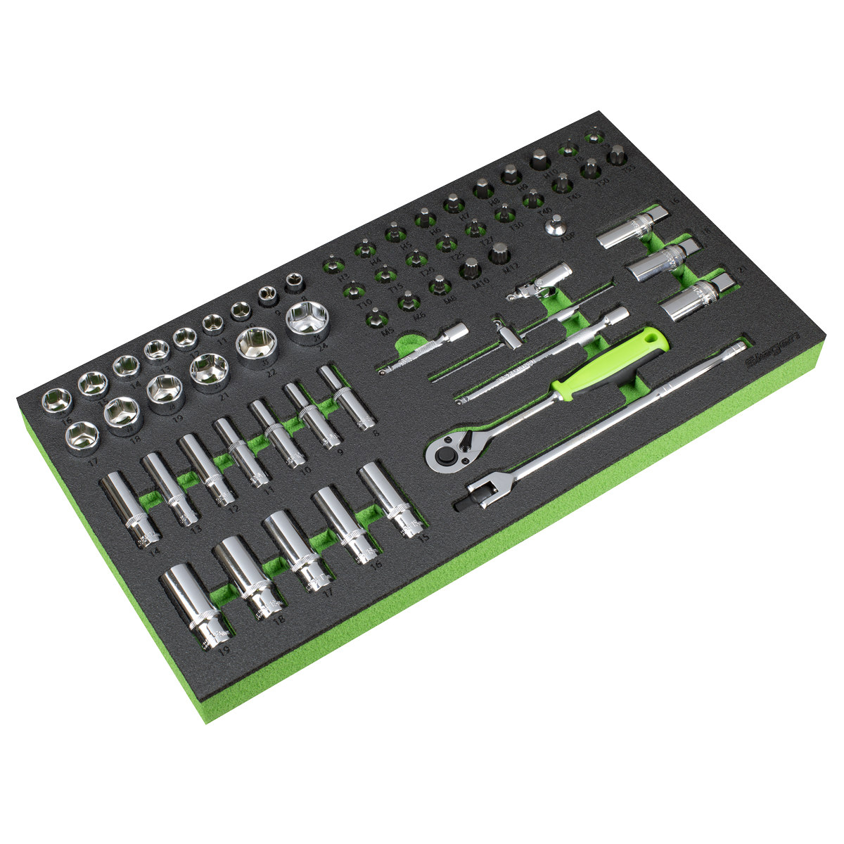 Sealey S01270 Siegen Socket Set with Tool Tray 3/8"Sq Drive 62pc