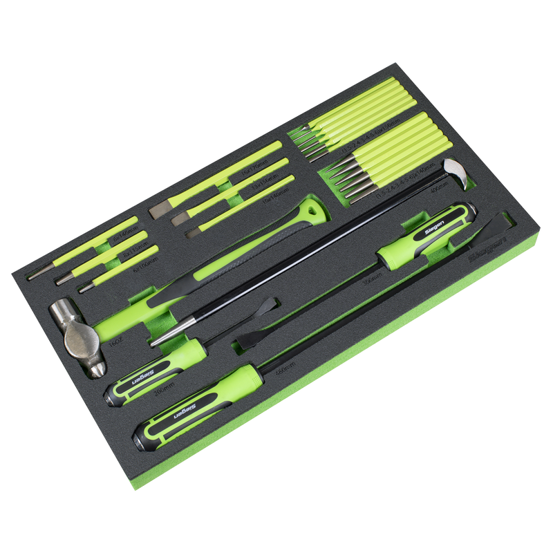 Sealey S01279 Siegen Pry Bar, Hammer & Punch Set with Tool Tray 23pc