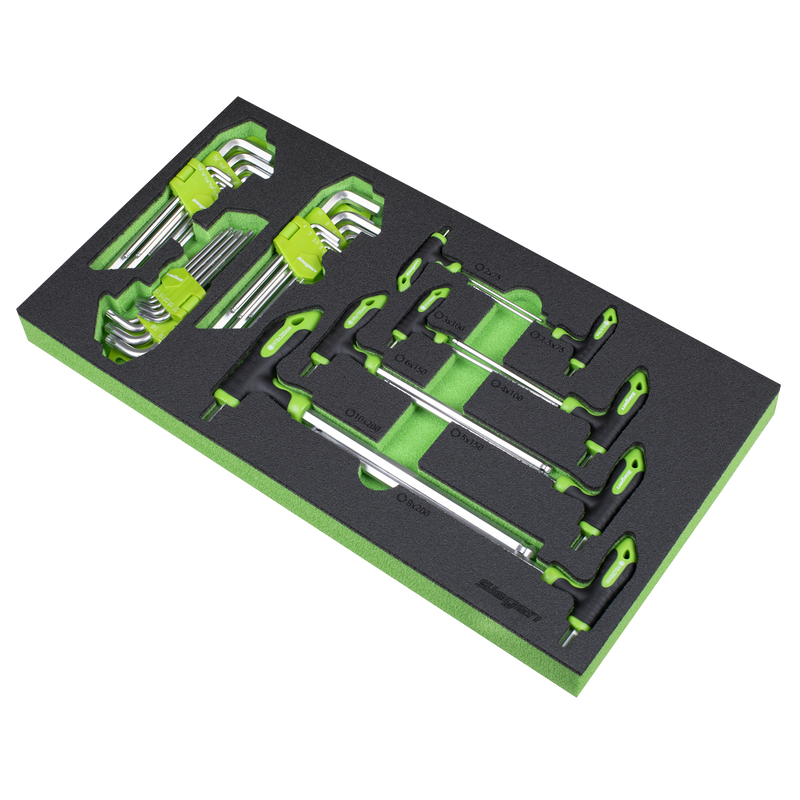 Sealey S01280 Siegen T-Handle & Standard Hex/TRX-Star* Key Set with Tool Tray 35pc - additional view 3